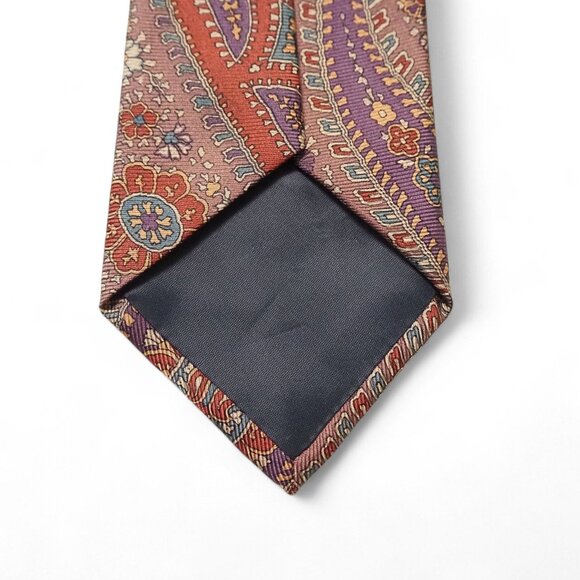 Pride of England Made in USA Vintage Silk Tie Paisley Floral Geometric Pattern - Picture 3 of 5